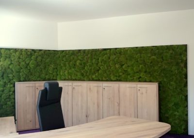 Büroeinrichtung mit einer Bollmoos Wand